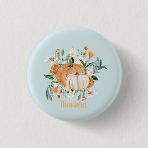 Badge Rond 2,50 Cm Baby shower Bleu Citrouille d'automne,