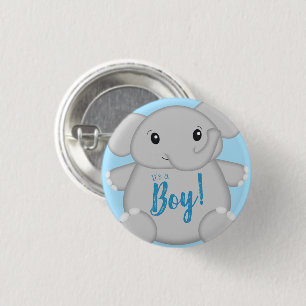 Badge Rond 2,50 Cm Baby shower Blue Elephant