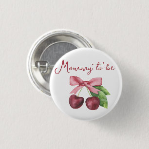 Badge Rond 2,50 Cm Baby shower Cerise - Maman à venir