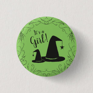 Badge Rond 2,50 Cm Baby Shower Chapeau de Sorcière Halloween