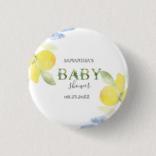 Badge Rond 2,50 Cm Baby-Shower Citrons Aquarelle