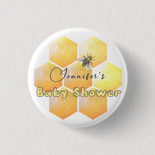 Badge Rond 2,50 Cm Baby shower d'abeilles miel (Devant)