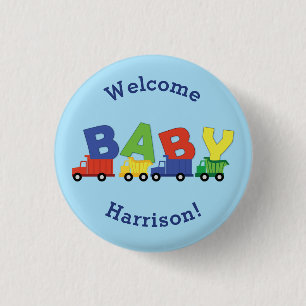 Badge Rond 2,50 Cm Baby shower de camions