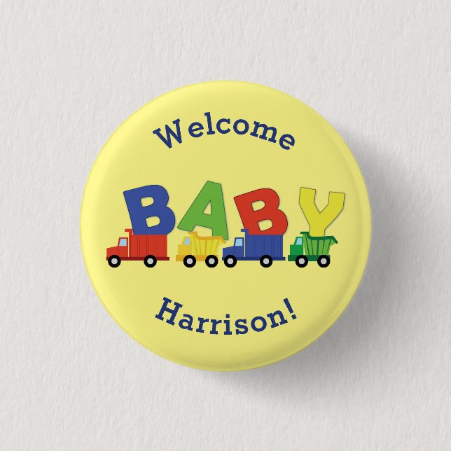 Badge Rond 2,50 Cm Baby shower de camions (Devant)