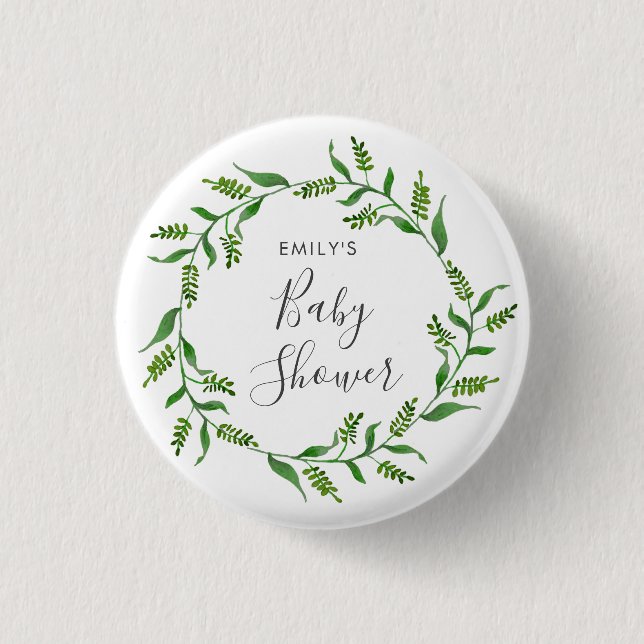 Badge Rond 2,50 Cm Baby shower de couronne rustique (Devant)