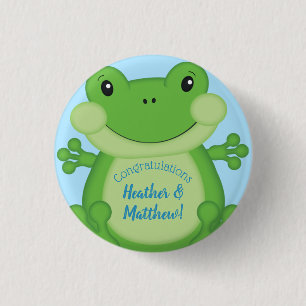 Badge Rond 2,50 Cm Baby shower de grenouille bleu
