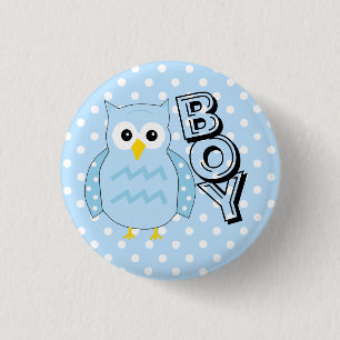 Badge Rond 2,50 Cm Baby shower de hibou de garçon d'équipe