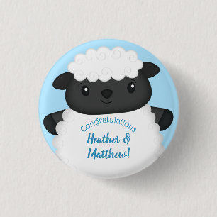 Badge Rond 2,50 Cm Baby shower de mouton bleu