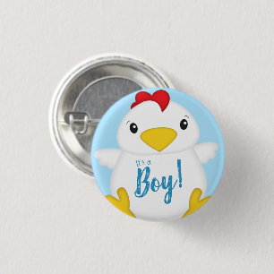 Badge Rond 2,50 Cm Baby shower de poulet bleu