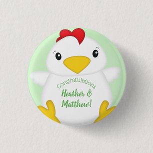 Badge Rond 2,50 Cm Baby shower de poulet vert