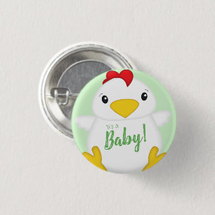 Badge Rond 2,50 Cm Baby shower de poulet vert