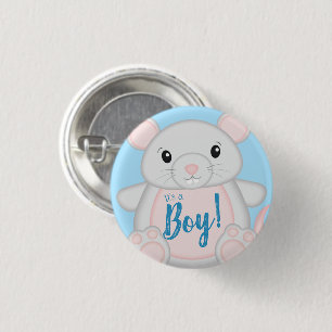 Badge Rond 2,50 Cm Baby shower de souris bleu