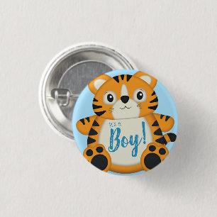 Badge Rond 2,50 Cm Baby shower de tigre bleu
