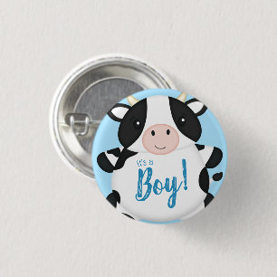 Badge Rond 2,50 Cm Baby shower de vache bleu