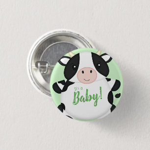 Badge Rond 2,50 Cm Baby shower de vache vert