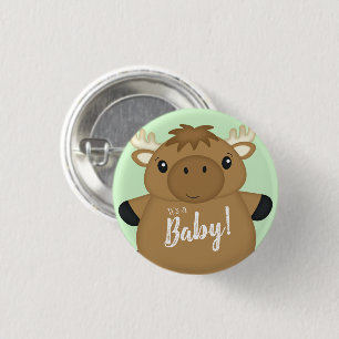 Badge Rond 2,50 Cm Baby shower d'orignal vert