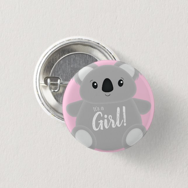Badge Rond 2,50 Cm Baby shower d'ours rose Koala (Devant & derrière)