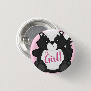 Badge Rond 2,50 Cm Baby shower en peau rose