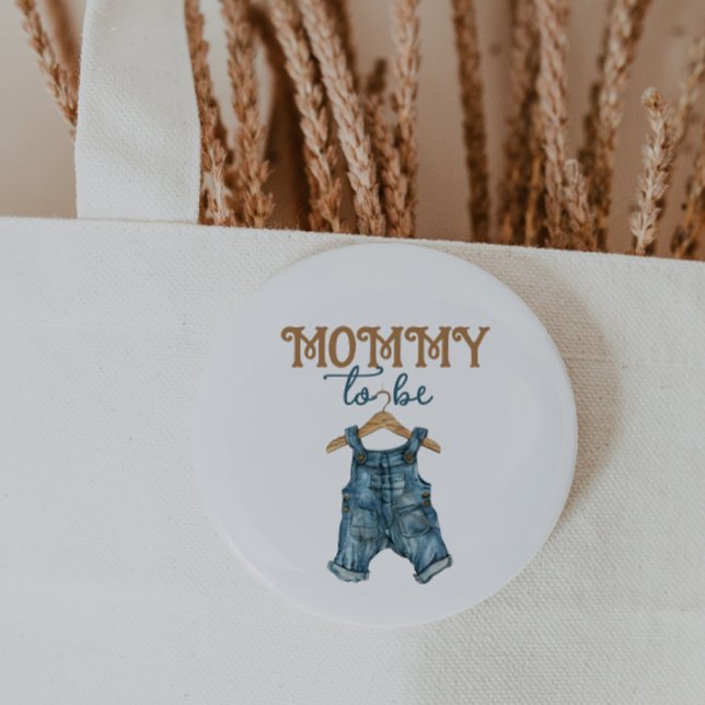 Badge Rond 2,50 Cm Baby shower moderne Denim Boy Blue Jean (Créateur téléchargé)
