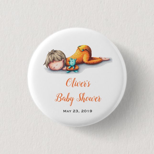 Badge Rond 2,50 Cm Baby shower neutre Bébé dormant (Devant)