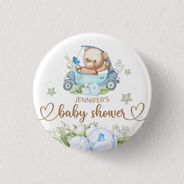 Badge Rond 2,50 Cm Baby shower ours bébé en peluche (Devant)