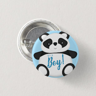 Badge Rond 2,50 Cm Baby shower Ours Panda Bleu