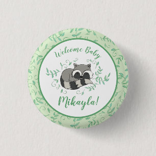 Badge Rond 2,50 Cm Baby shower Raccoon