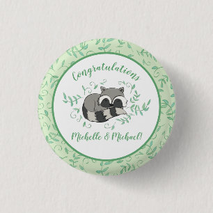 Badge Rond 2,50 Cm Baby shower Raccoon