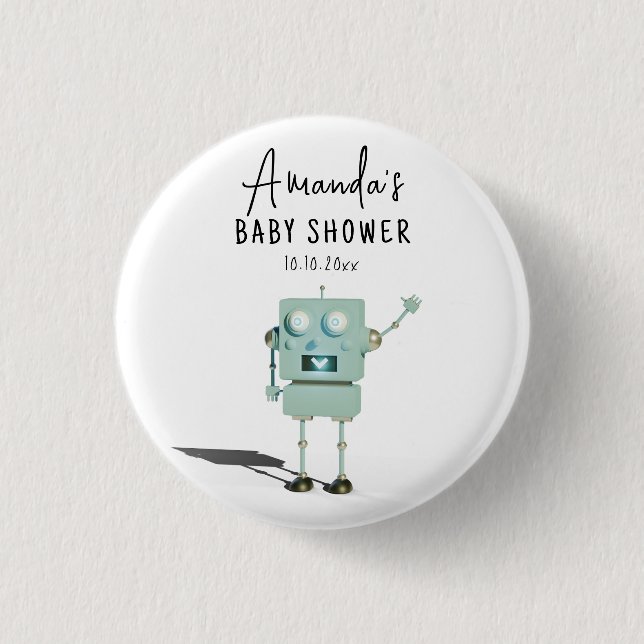 Badge Rond 2,50 Cm Baby shower robot (Devant)