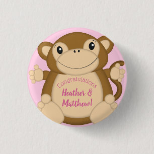 Badge Rond 2,50 Cm Baby shower singe rose