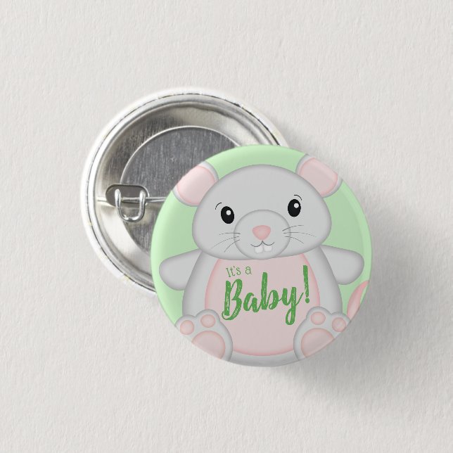 Badge Rond 2,50 Cm Baby shower souris (Devant & derrière)