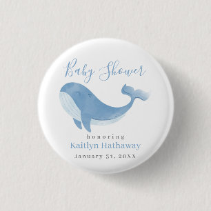 Badge Rond 2,50 Cm Baby shower Watercolor Blue Whale