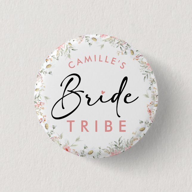 Badge Rond 2,50 Cm Bachelorette Fleur sauvage Peach (Devant)