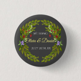 Badge Rond 2,50 Cm Baies et champignons de la forêt d'aquarelle guerr
