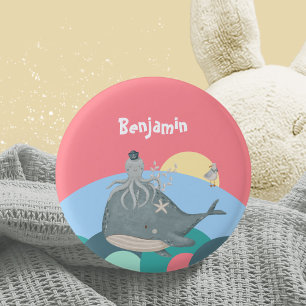 Badge Rond 2,50 Cm Bain de bébé rose baleine nautique mignon pieuvre