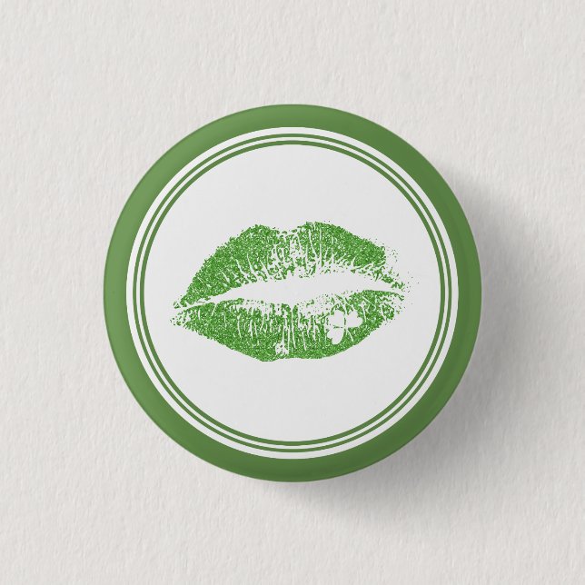 Badge Rond 2,50 Cm Baiser irlandais vert et cadre blanc (Devant)