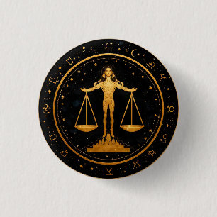 Badge Rond 2,50 Cm Balance zodiacale en or