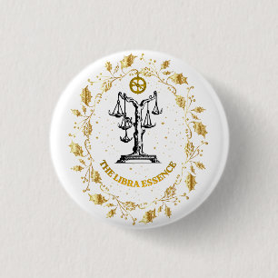 Badge Rond 2,50 Cm Balance Zodiaque Luxe Esthétique Étoiles Art