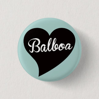 Badge Rond 2,50 Cm Balboa Noir Coeur Poudre Bleu