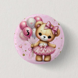 Badge Rond 2,50 Cm Ballerina rose ours Parties scintillant ballon Ann