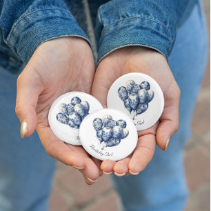 Badge Rond 2,50 Cm Ballons bleus Delft, personnalisable