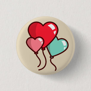 Badge Rond 2,50 Cm Ballons cardiaques