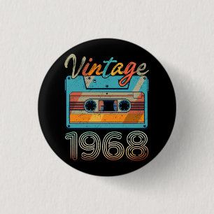 Badge Rond 2,50 Cm Bande de cassette vintage 1968 Rétro 55e anniversa