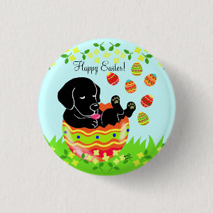Badge Rond 2,50 Cm Bande dessinée de chiot de Labrador de noir d'oeu