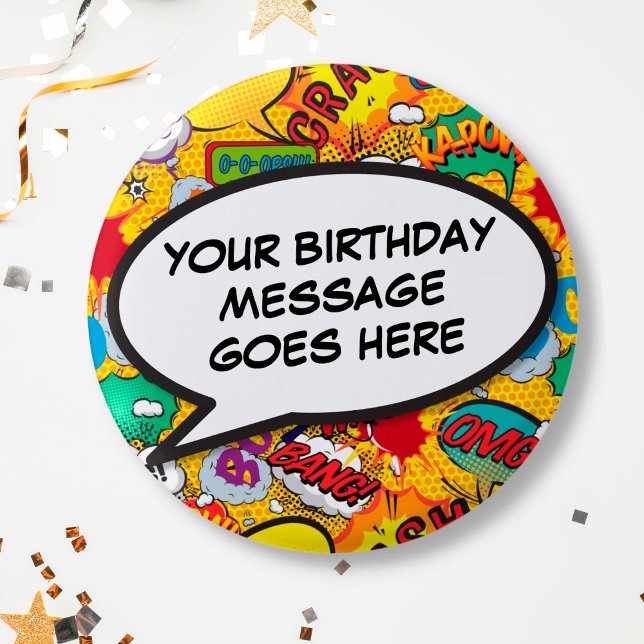 Badge Rond 2,50 Cm Bande dessinée Discours Bubble Anniversaire Fête F (Comic Book Speech Bubble Birthday Party Favor Butt Button)