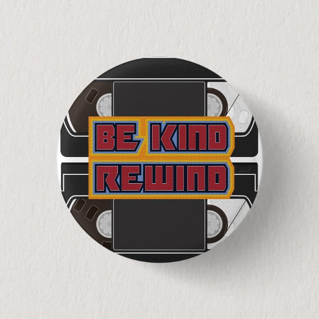 Badge Rond 2,50 Cm Bande VHS Rewind (Devant)