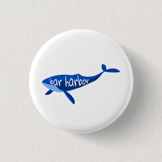 Badge Rond 2,50 Cm Bar Harbour Maine Whale (Devant)
