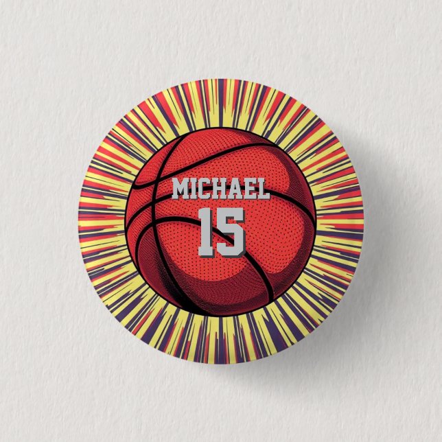 Badge Rond 2,50 Cm Basket-ball Votre nom Pop Art (Devant)