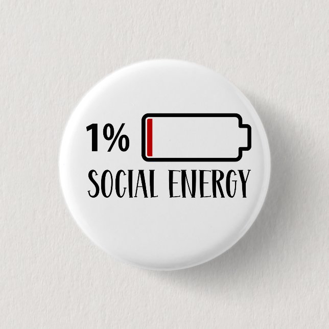 Badge Rond 2,50 Cm Batterie sociale Énergie sociale Introvertir (Devant)