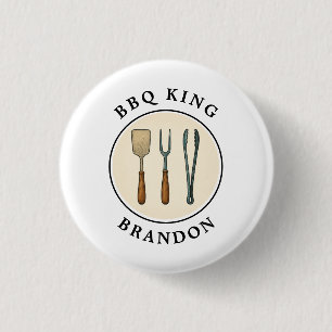 Badge Rond 2,50 Cm BBQ King Grilling Tools Emblem Nom du père
